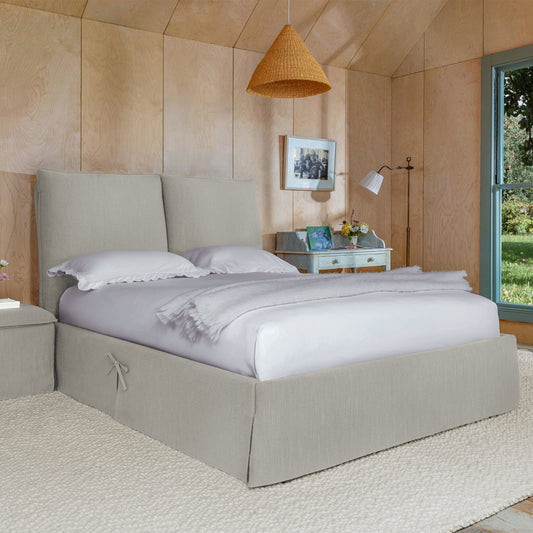 Seraphine Pillow Back King Ottoman Bed in Linen