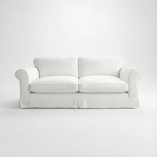 Barton Large Sofa with Big Back Cushions in Cotton Linen Snowdrop - Made To Order