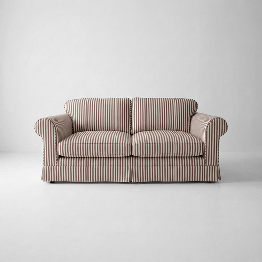 Barton 2-Seater Sofa with Big Back Cushions in Narrow Chocolate Stripe