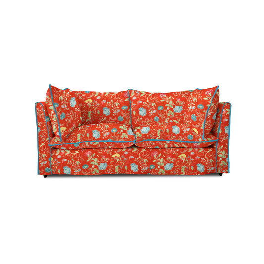 Coco 2.5 seater sofa with Contrast Piped Knife Edge cushion in Andrew Martin Wildwood Pumpkin - Made to Order