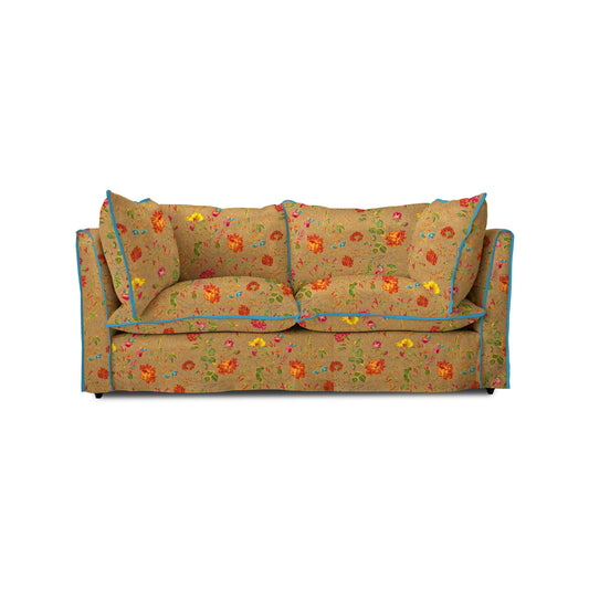 Coco 2.5 seater sofa with Contrast Piped Knife Edge cushion in Andrew Martin Wildwood Twig - Made to Order