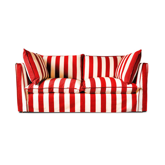 Coco 2.5 seater sofa with Self Piped Knife Edge cushion in Stripes Petunia - Made to Order