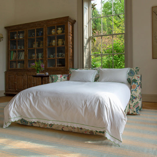 Coco 2.5 seater sofa bed with Knife Edge cushion in Kitty Spring Green - Made to Order