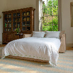 Coco 2.5 seater sofa bed with Self Piped Knife Edge cushion in Cotton Linen Rosedale - Made to Order