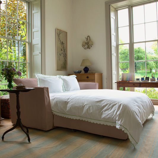 Coco 2.5 Seater Sofa Bed in Dusky Pink Linen - Made to Order