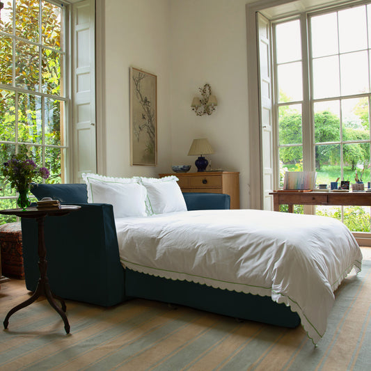 Coco 2.5 Seater Sofa Bed in Indigo Linen - Made to Order