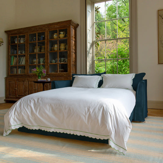 Coco 2.5 Seater Sofa Bed in Indigo Linen - Made to Order