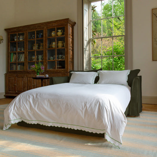 Coco 2.5 Seater Sofa Bed in Khaki Linen - Made to Order