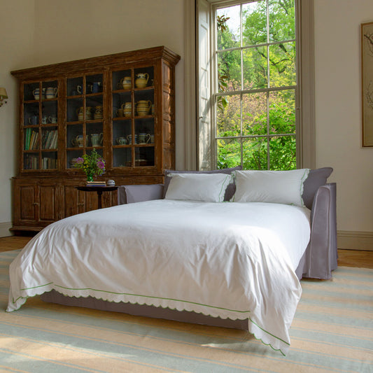 Coco 2.5 Seater Sofa Bed in Lilac Linen - Made to Order