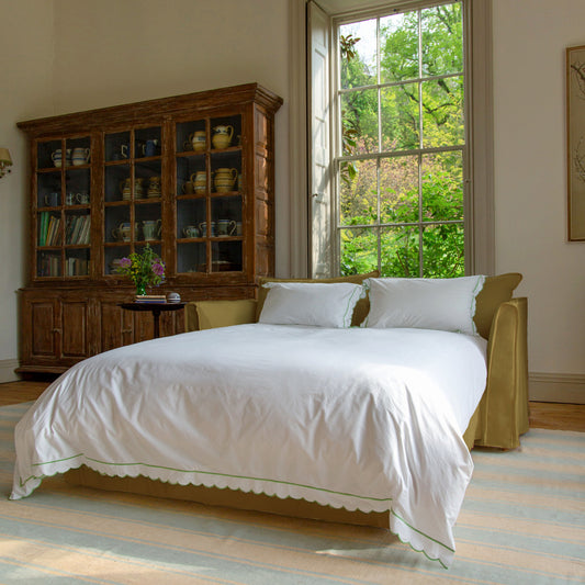 Coco 2.5 Seater Sofa Bed in Ochre Linen - Made to Order