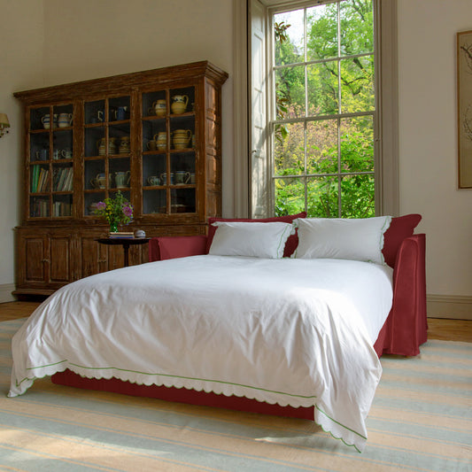Coco 2.5 Seater Sofa Bed in Rouge Linen - Made to Order