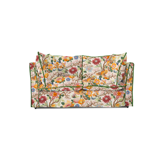 Coco 2 seater sofa with Contrast Piped Knife Edge cushion in GP & J Baker Magnolia Cream Blue - Made to order