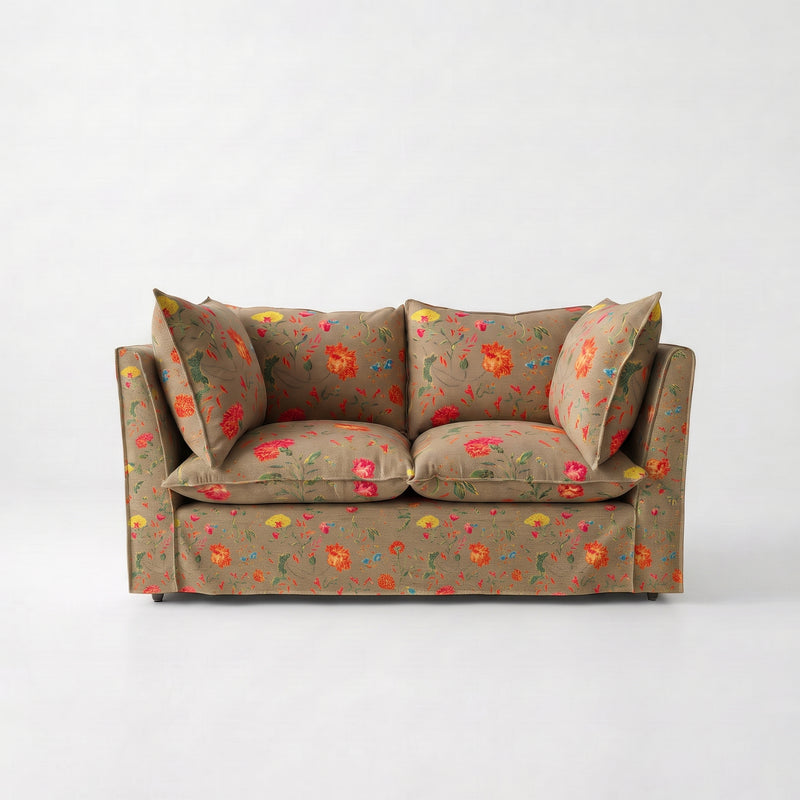Coco 2 seater sofa with Self Piped Knife Edge cushion in Andrew Martin Wildwood Twig - Made to order