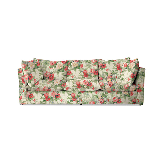 Coco 3.5 seater sofa with Knife Edge cushion in English Garden Classic Rose - Made to Order