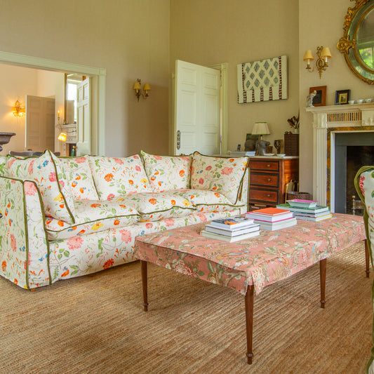 Coco 3.5 seater sofa with Contrast Piped Knife Edge cushion in Andrew Martin Wildwood Ivory - Made to Order (Available for quick ship)