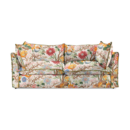 Coco 3 seater sofa with Contrast Piped Knife Edge cushion in GP & J Baker Magnolia Cream Blue - Made to Order