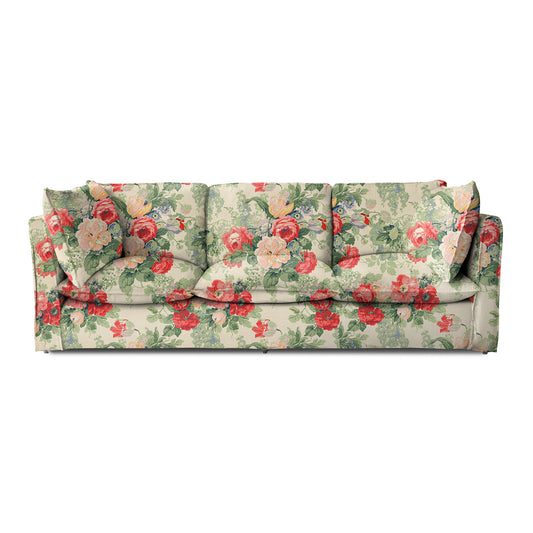 Coco 4 seater sofa with Knife Edge cushion in English Garden Classic Rose - Made to Order