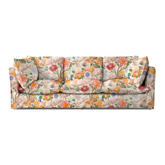 Coco 4 seater sofa with Self Piped Knife Edge cushion in Magnolia Cream Blue - Made to Order