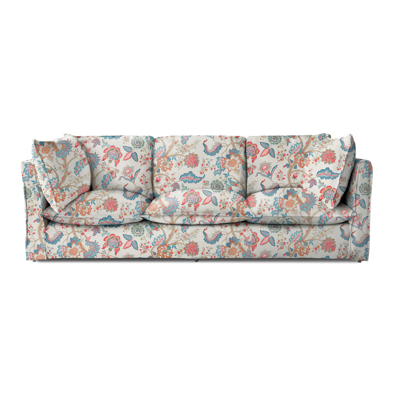 Coco 4 seater sofa with Knife Edge cushion in Kitty Indian Summer - Made to Order