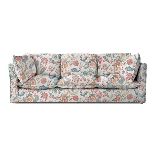 Coco 4 seater sofa with Knife Edge cushion in Kitty Indian Summer - Made to Order