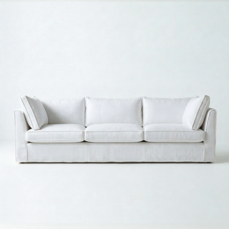 Coco Loose Cover 4 seater sofa with Box Edge cushions in Customer's Own Material - Made to Order
