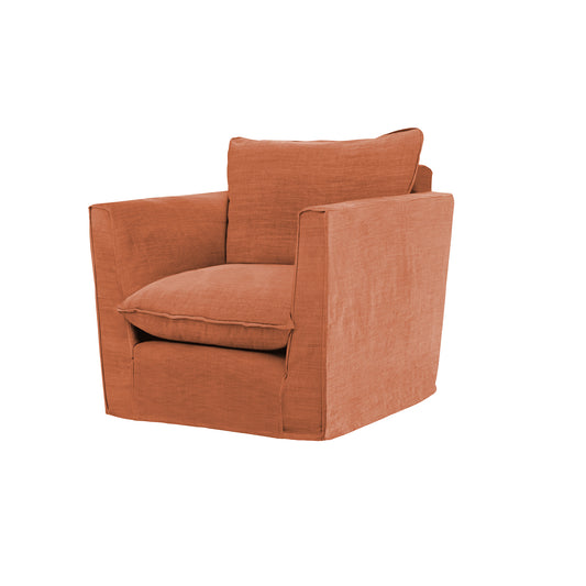 Coco Chair with Knife Edge Cushion in Cayenne Linen - Made to Order