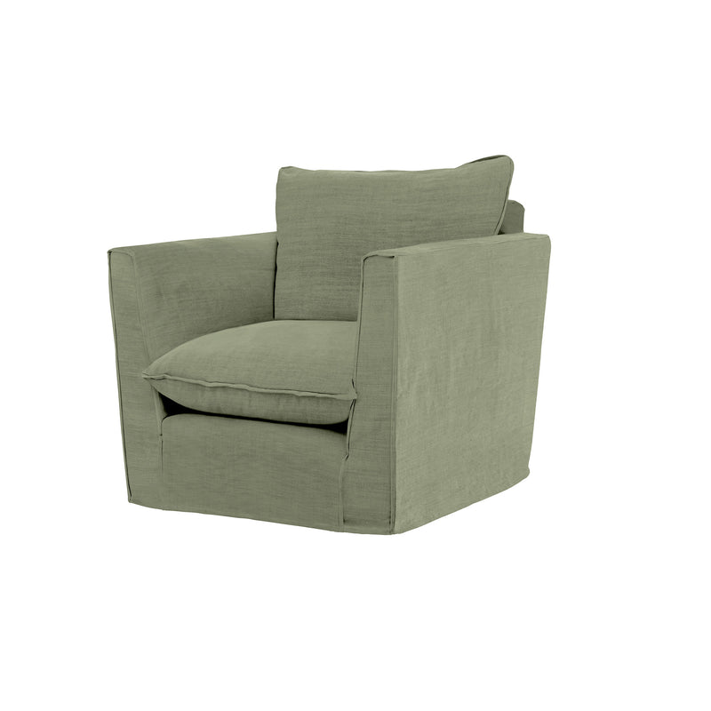 Coco Armchair with Knife Edge Cushion in Hemp Linen - Made to Order
