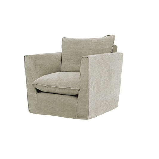 Coco Chair with Knife Edge Cushion in Ivory Linen - Made to Order