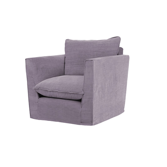 Coco Chair with Knife Edge Cushion in Lilac Linen - Made to Order