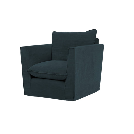 Coco Chair with Knife Edge Cushion in Midnight Linen - Made to Order