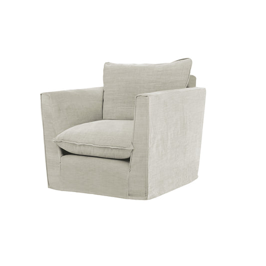 Coco Chair with Knife Edge Cushion in Pearl Grey Linen - Made to Order