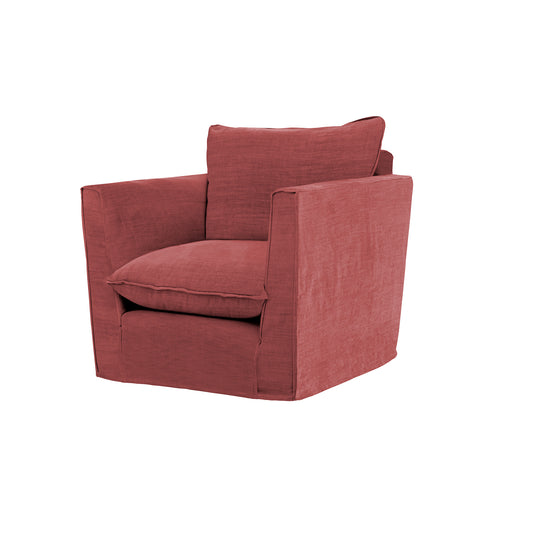 Coco Chair with Knife Edge Cushion in Rouge Linen - Made to Order