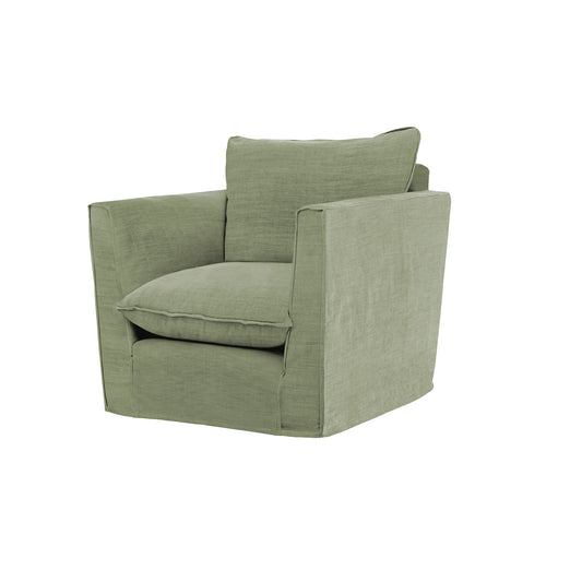 Coco Chair with Knife Edge Cushion in Taupe Linen - Made to Order