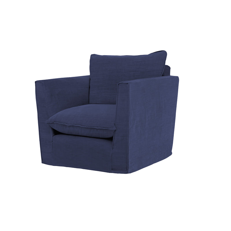 Coco Armchair with Knife Edge cushion in Cotton Linen Inkspot - Made To Order
