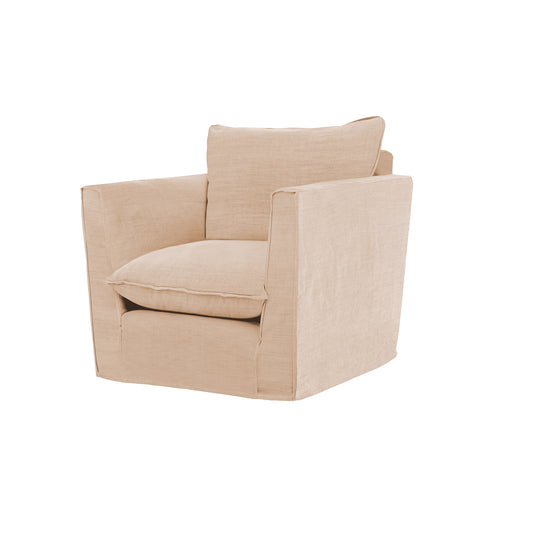 Coco Chair with Self Piped Knife Edge cushion in Cotton Linen Rosedale - Made To Order