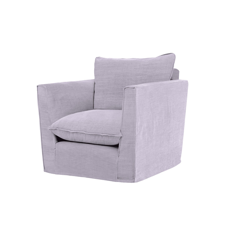 Coco Armchair with Knife Edge cushion in Cotton Linen Sea Salt - Made To Order