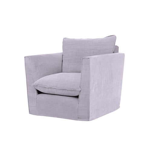 Coco Chair with Self Piped Knife Edge cushion in Cotton Linen Sea Salt - Made To Order