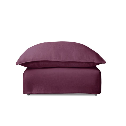 Coco Footstool with Knife Edge Cushion in Damson Linen - Made to Order