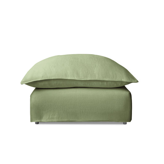 Coco Footstool with Knife Edge Cushion in Hemp Linen - Made to Order