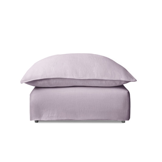 Coco Footstool with Knife Edge Cushion in Lilac Linen - Made to Order
