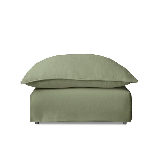Coco Footstool with Knife Edge Cushion in Taupe Linen - Made to Order
