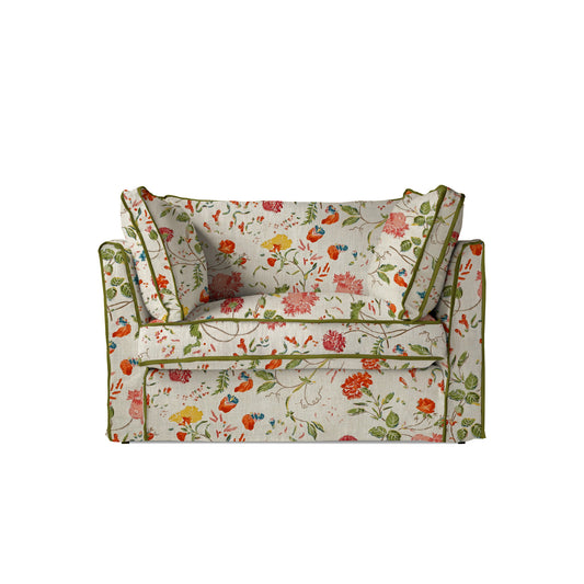 Coco Loveseat with Contrast Piped Box Edge cushion in Andrew Martin Wildwood Ivory - Made to Order