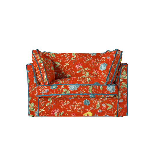 Coco Loveseat with Contrast Piped Box Edge cushions in Wildwood Pumpkin - Made to order