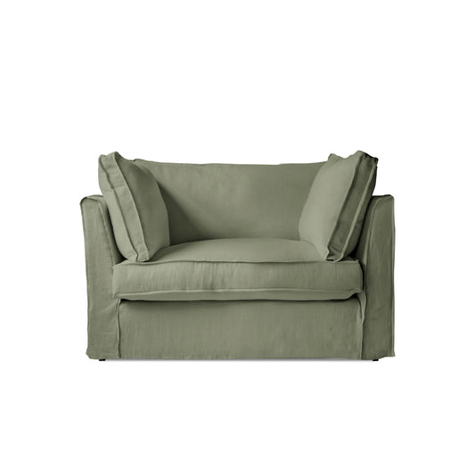 Coco Loveseat with Box Edge Cushion in Hemp Linen - Made to Order