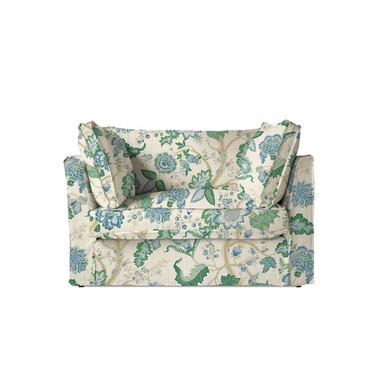 Coco Loveseat with Box Edge cushion in Kitty Blue Green - Made to order