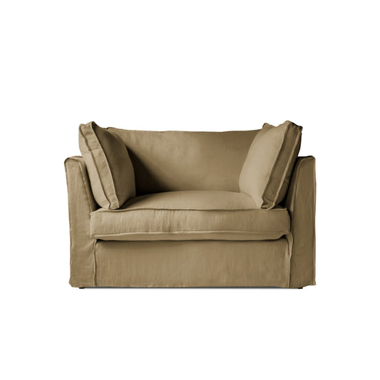 Coco Loveseat with Box Edge cushion in Sand Velvet - Made to Order