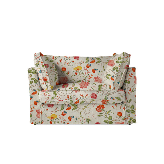 Coco Loveseat with Self Piped Box Edge cushion in Andrew Martin Wildwood Ivory - Made to Order