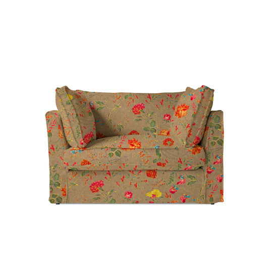 Coco Loveseat with Self Piped Box Edge cushions in Wildwood Twig - Made to order