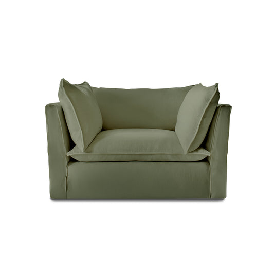 Coco Loveseat with Knife Edge Cushion in Hemp Linen - Made to Order