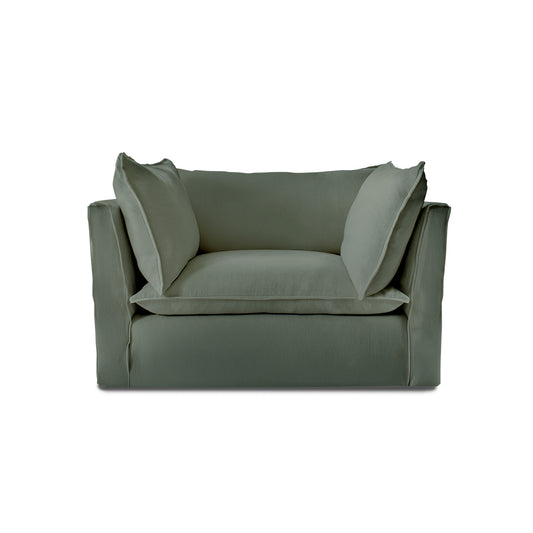 Coco Loveseat with Knife Edge Cushion in Seagrass Linen - Made to Order